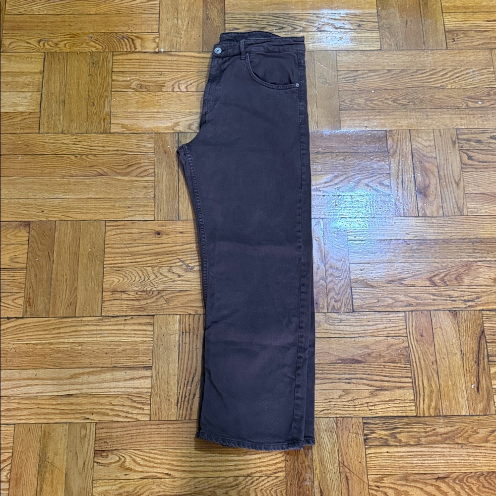 ZARA Brown Straight-Leg Jeans - Picture 9 of 11